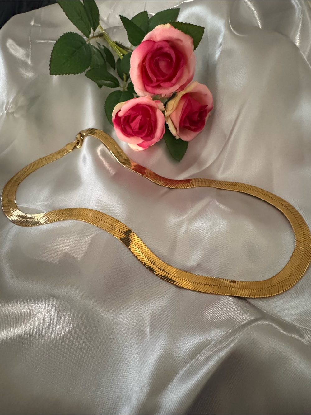 Gold-Plated Herringbone Elegant Vintage Necklace